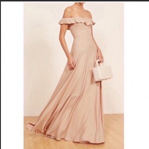 reformation verbena maxi dress in champagne
